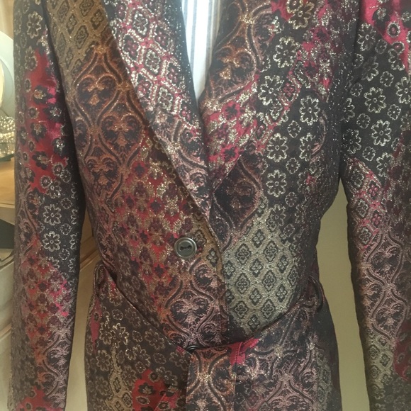 CACHE TEXTURED BROCADE JACKET W’ BELT LINED SZ10 - Picture 2 of 8